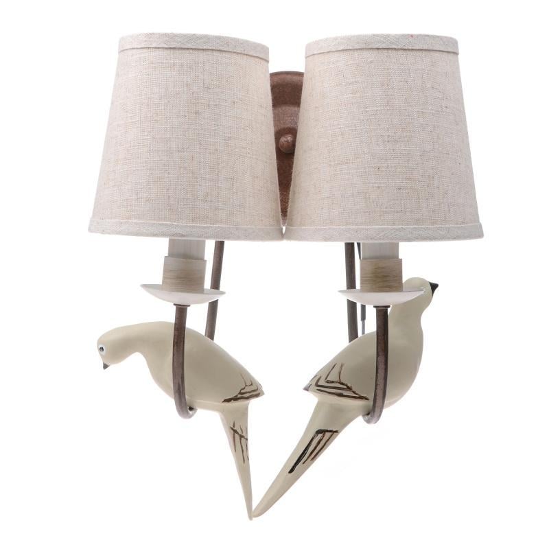 Бра настінне накладне Brille BCL-495W/2 E14 з птахом кантрі з абажуром - фото 2 Бра настінне накладне Brille BCL-495W/2 E14 з птахом кантрі з абажуром - фото 2