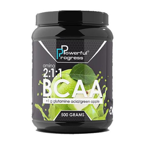 Амінокислота BCAA для спорту Powerful Progress BCAA 2:1:1 + Glutamine 500 г 50 порцій Apple