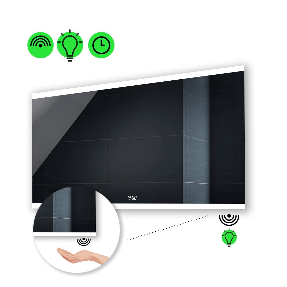 LED-дзеркало 110x70 см з ІЧ вмикачем та годинником Ines (Inesg181)