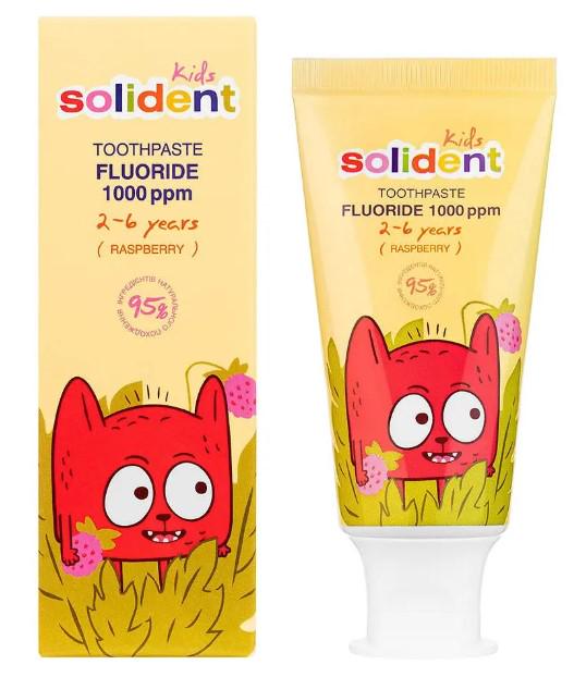 Зубная паста детская с фтором Solident Kids Малина 50 мл