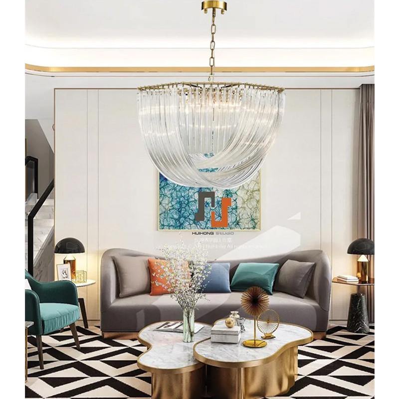 Люстра підвісна Newport із закрученими скляними трубками Ø 80 см Золотий (SA37-800 P)