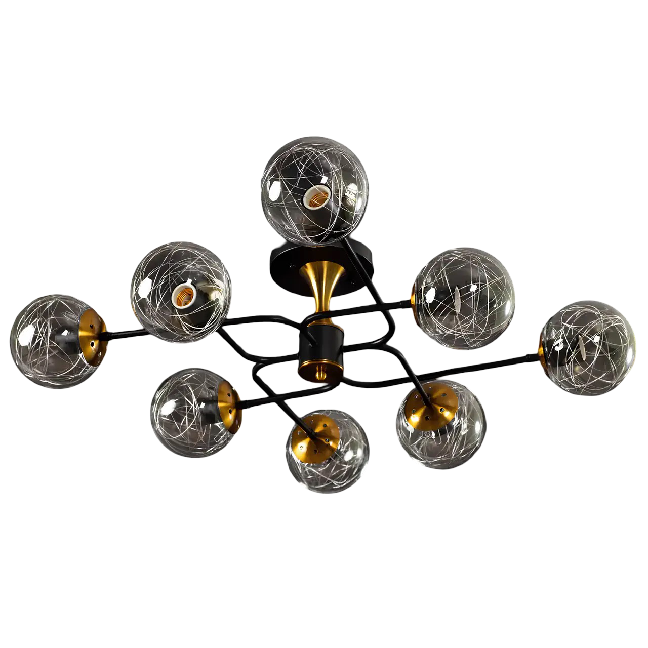Люстра Svet на восемь шаровидных плафонов под лампы Е27 Черный/Бронзовый (SN-153-8 BK+BGD)
