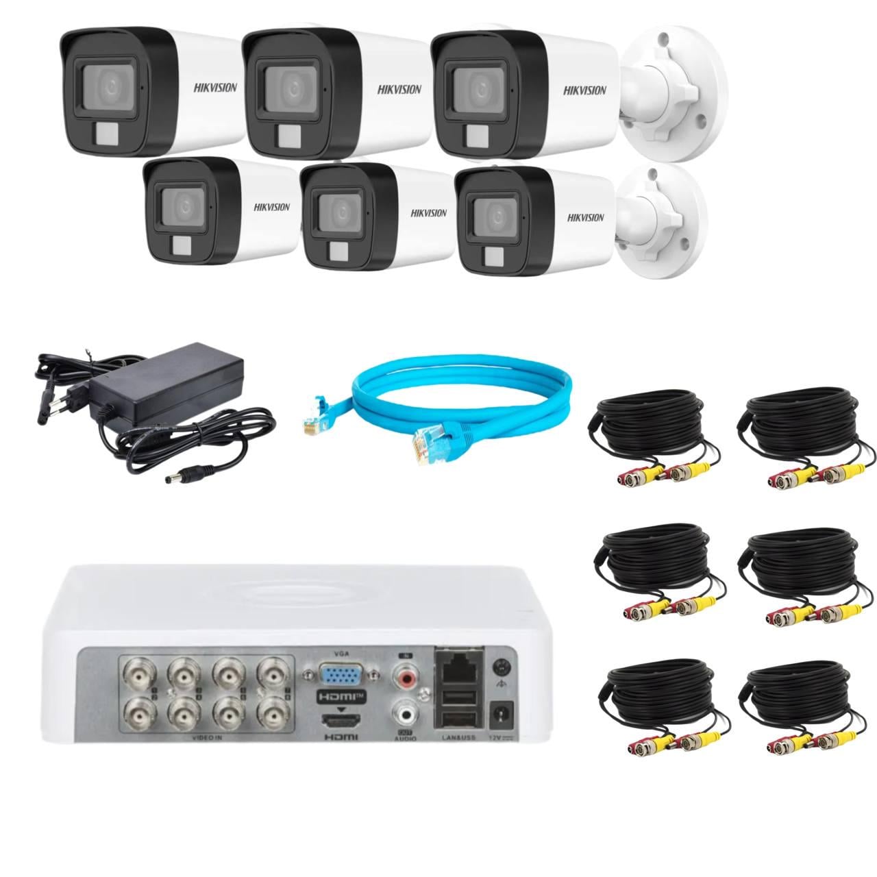 Комплект відеонагляду Hikvision 2Mp-THD-Hybrid-Acusense-DS-2CE16D0T-LFS на 6 камер (24170497)
