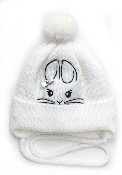 Шапка детская для девочек Банни D968 хлопок 38-42 см Белый