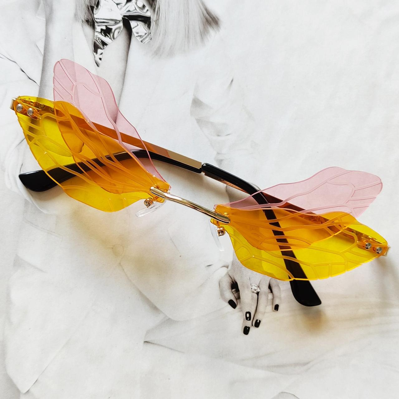 Очки бабочки Розово-желтый