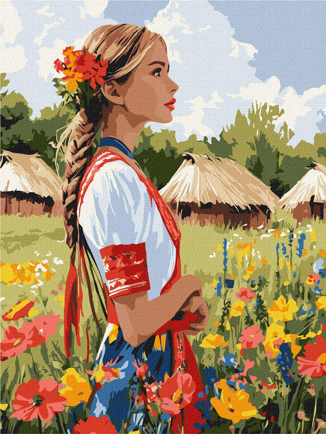 Картина по номерам Ideyka Красивая украинка 30х40 см (KHO8485)