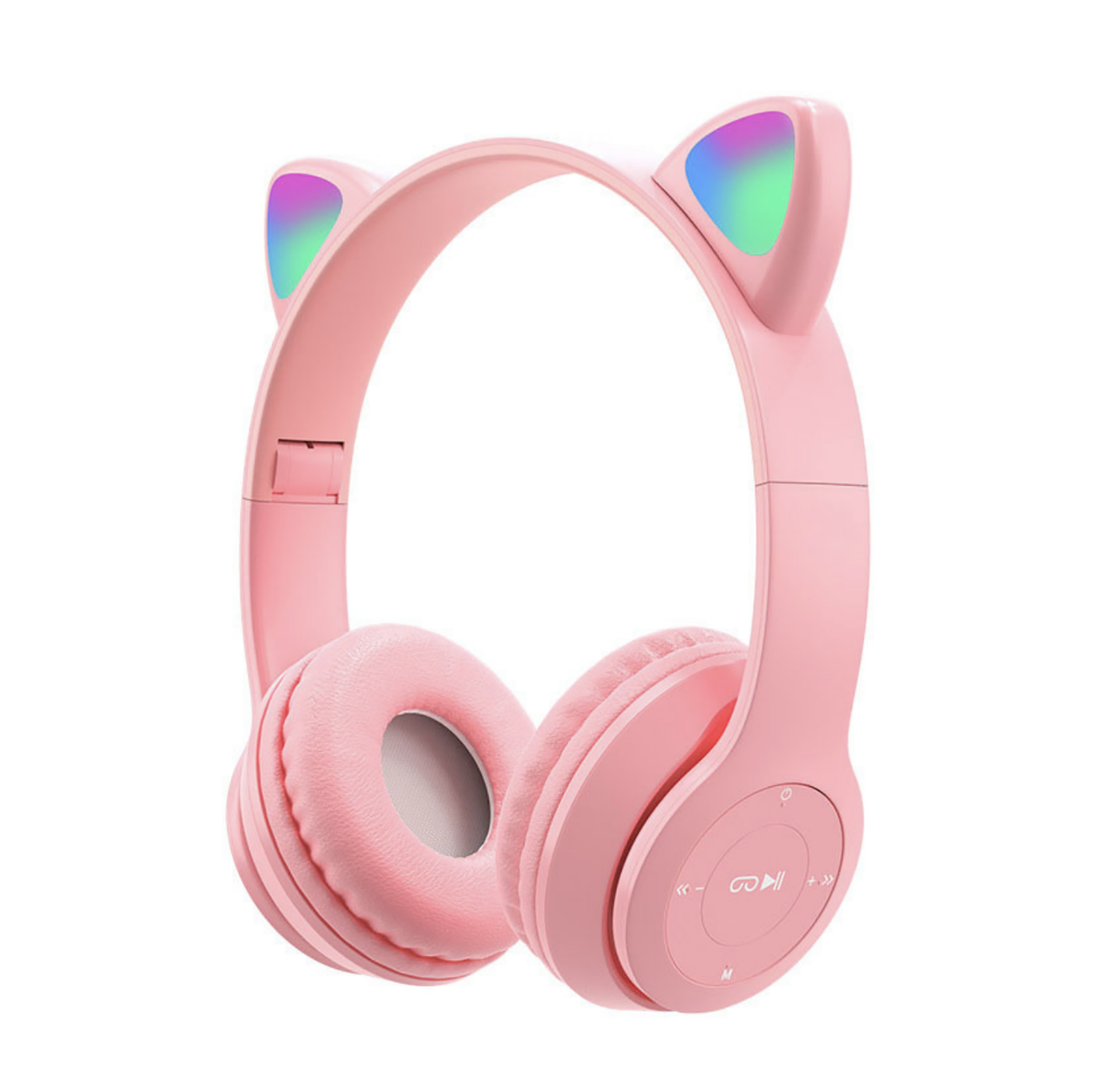 Наушники детские беспроводные SUNROZ P47M Cat Ear с кошачьими ушками и подсветкой Розовый (50799)
