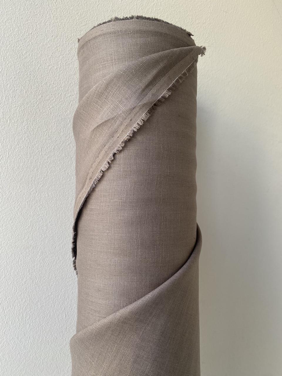 Ткань LINEN PLUS льняная натуральная 143 см 821 Серо-коричневый - фото 8