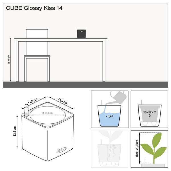 Вазон Lechuza Cube Glossy 14 Розовый кварц (13515) - фото 3