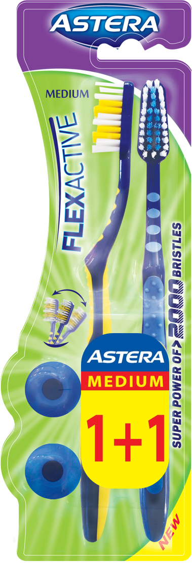 Зубна щітка Astera Flex Active Medium 1+1 (10757827)