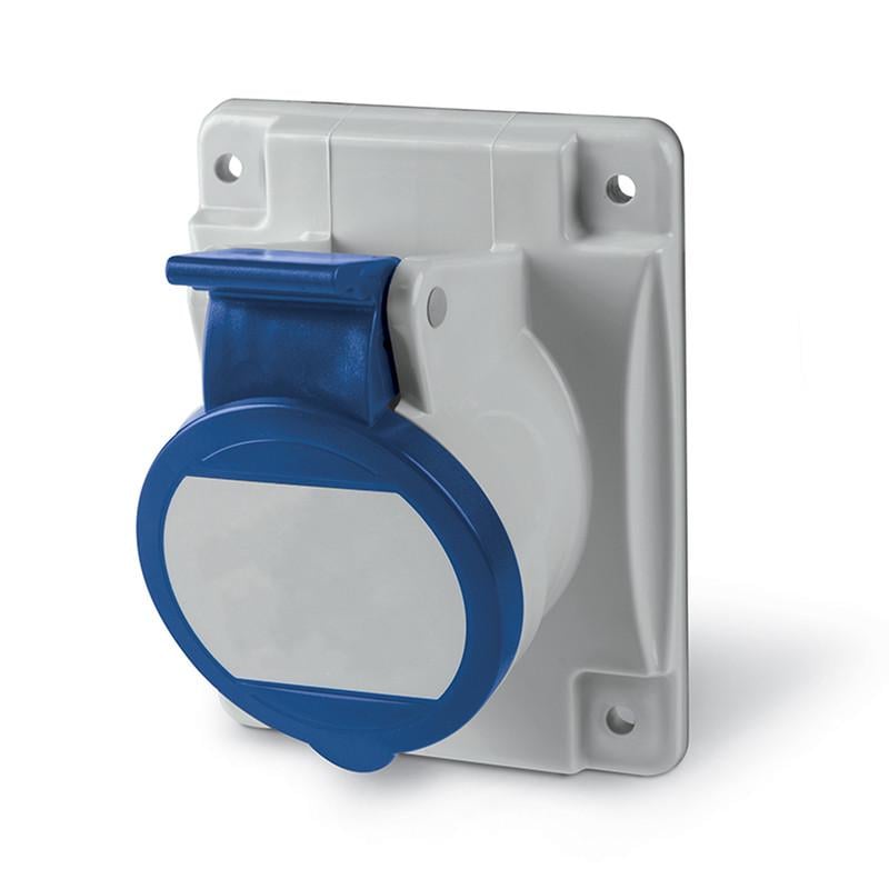 Силовая розетка ДКС Quadro 2P+PE 32А 230 В встроенная IP44 с наклоном/основание 106х84 мм (DIS4133263)