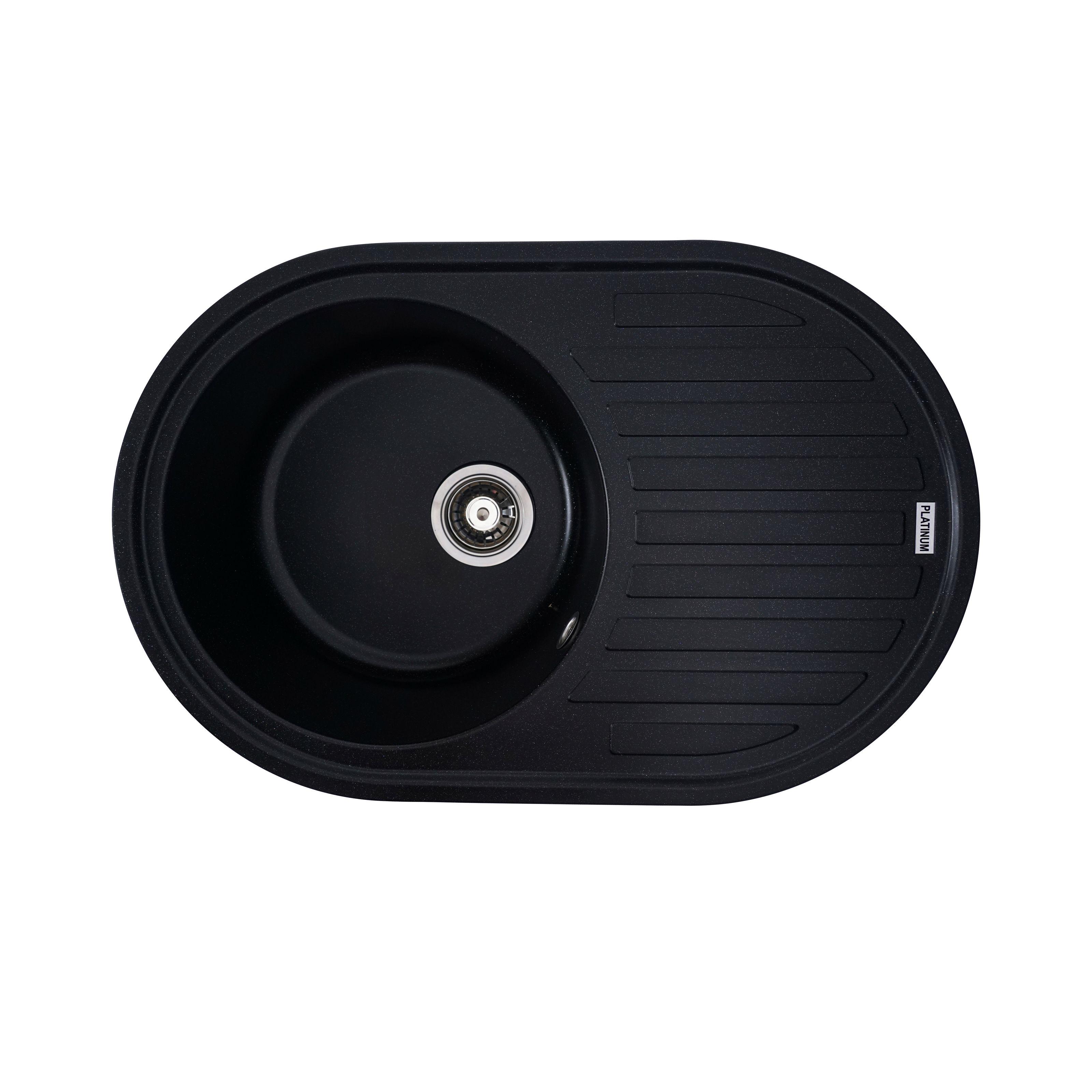 Мойка кухонная Platinum PLS-A25082 гранитная овальная 770x500 мм Черный (25959232) Мойка кухонная Platinum PLS-A25082 гранитная овальная 770x500 мм Черный (25959232)