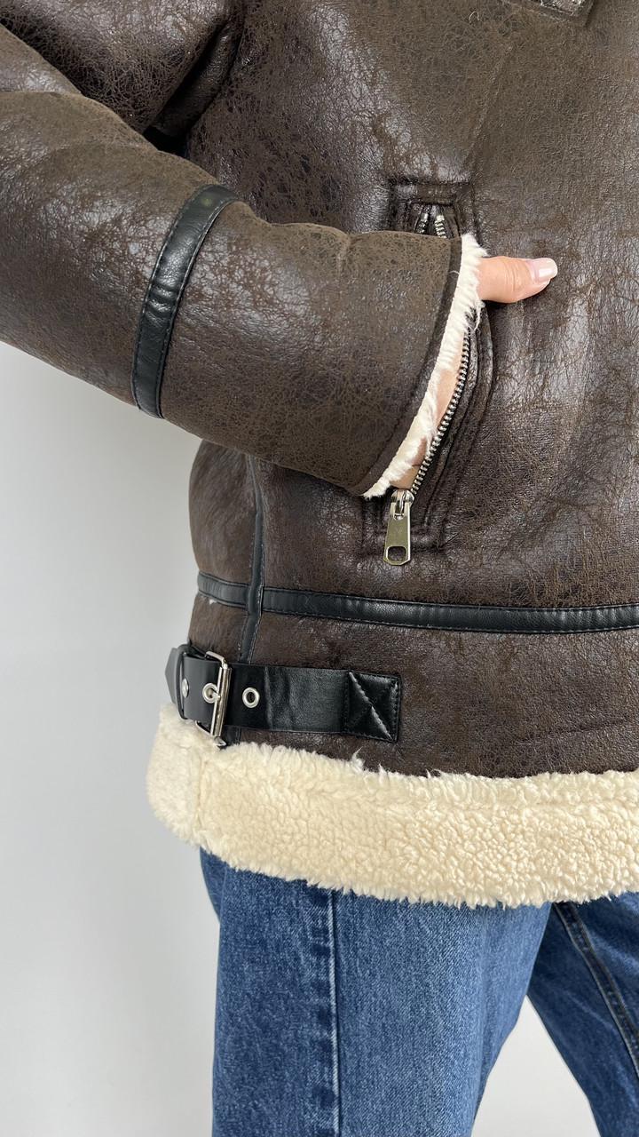 Дублянка жіноча Бренд #F2436-06 L Коричневий (23918491) - фото 2 Дублянка жіноча Бренд #F2436-06 L Коричневий (23918491) - фото 2