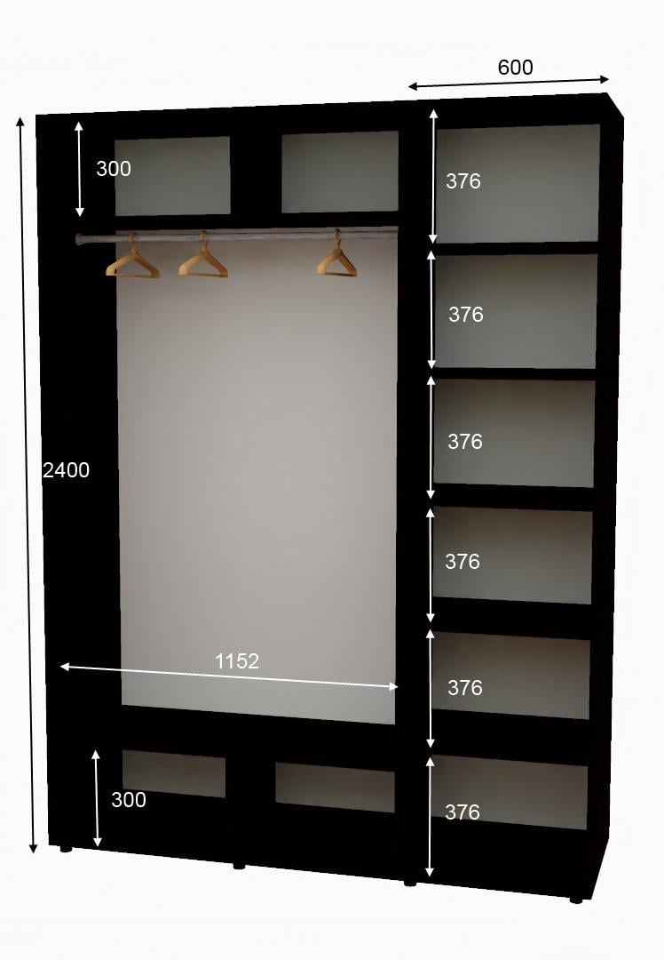 Шафа-купе дводверна Алекса ДСП 180х60х240 см Венге Магія - фото 2 Шафа-купе дводверна Алекса ДСП 180х60х240 см Венге Магія - фото 2