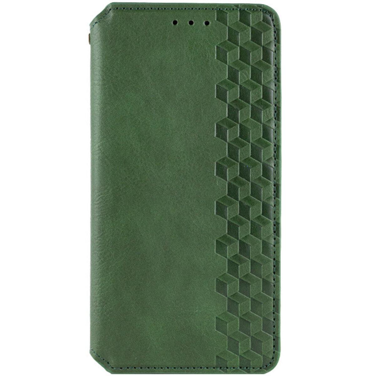 Противоударный Чехол-книжка Rubic Leather для смартфона  Xiaomi Redmi 13C 4G/POCO С65 Green