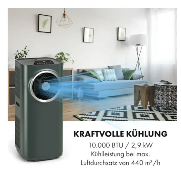 Кондиционер мобильный KLARSTEIN Kraftwerk Smart 10K 3в1 с дистанционным управлением (10034667) - фото 4 Кондиционер мобильный KLARSTEIN Kraftwerk Smart 10K 3в1 с дистанционным управлением (10034667) - фото 4