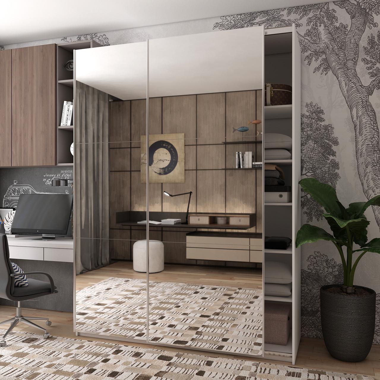 Шафа-купе двохдверна Doros G-Caiser 180х60х240 см Білий/2 Дзеркала (DRS-011012)