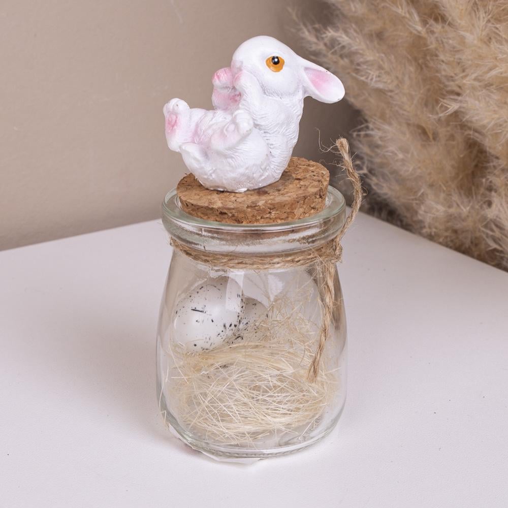 Фігурка декоративна Пасхальна банка з зайчиком (5527)