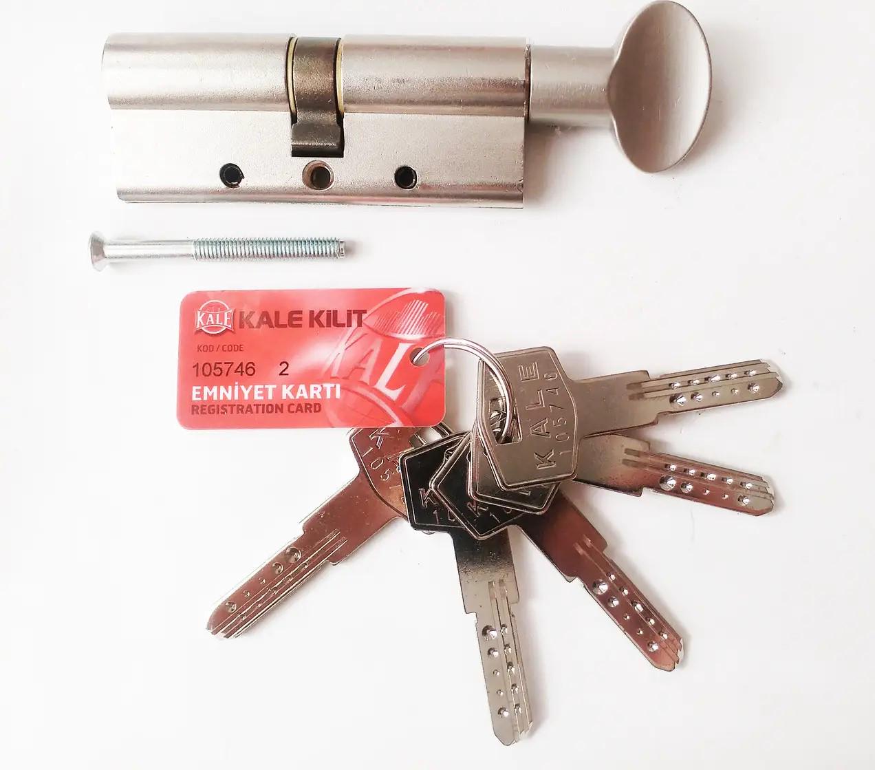 Цилиндр Kale 164 DBNEM 90 мм 5 ключей с вертушкой Никель