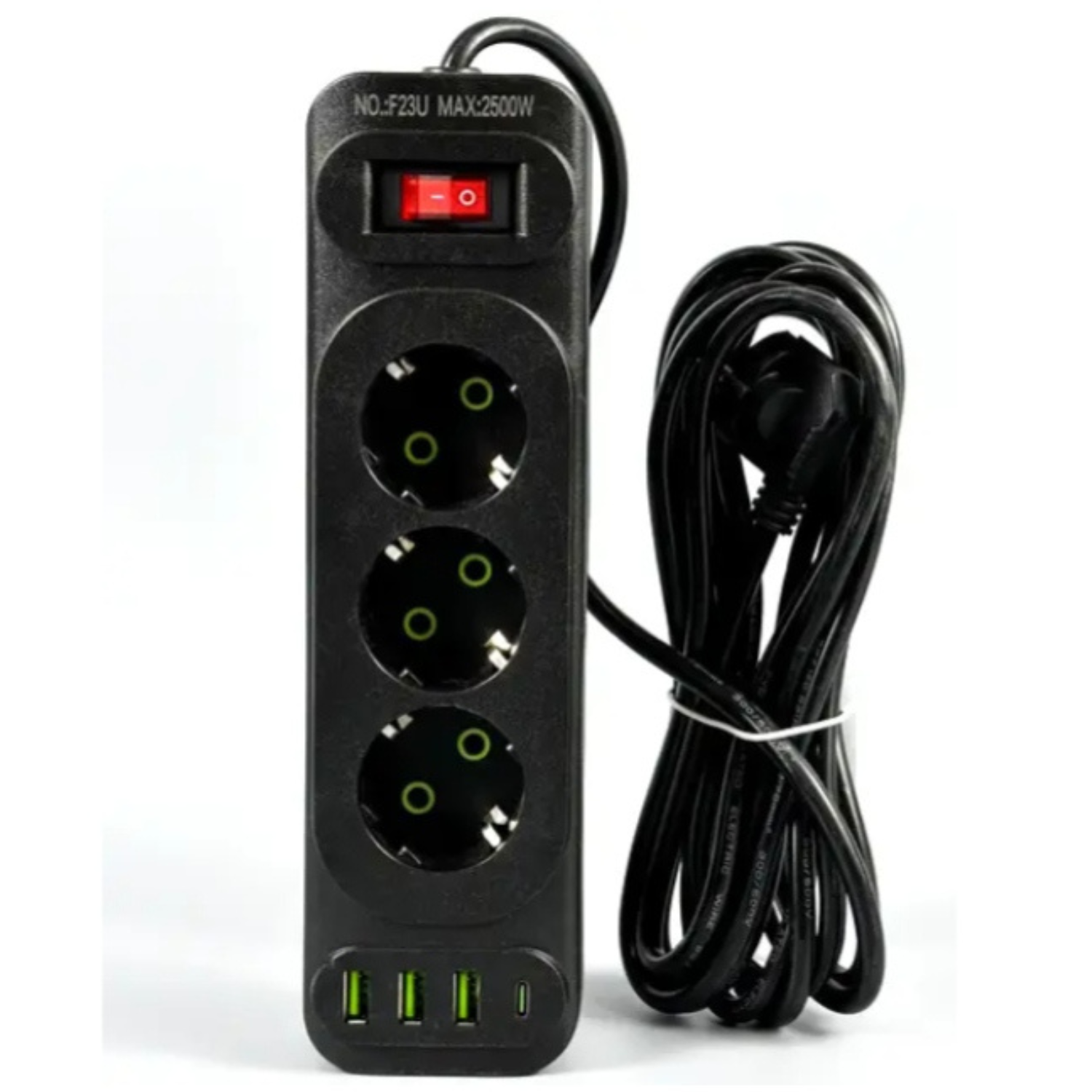 Удлинитель сетевой UA Power F23U 3 розетки 3 USB Type-C 4 м Black (34187935)