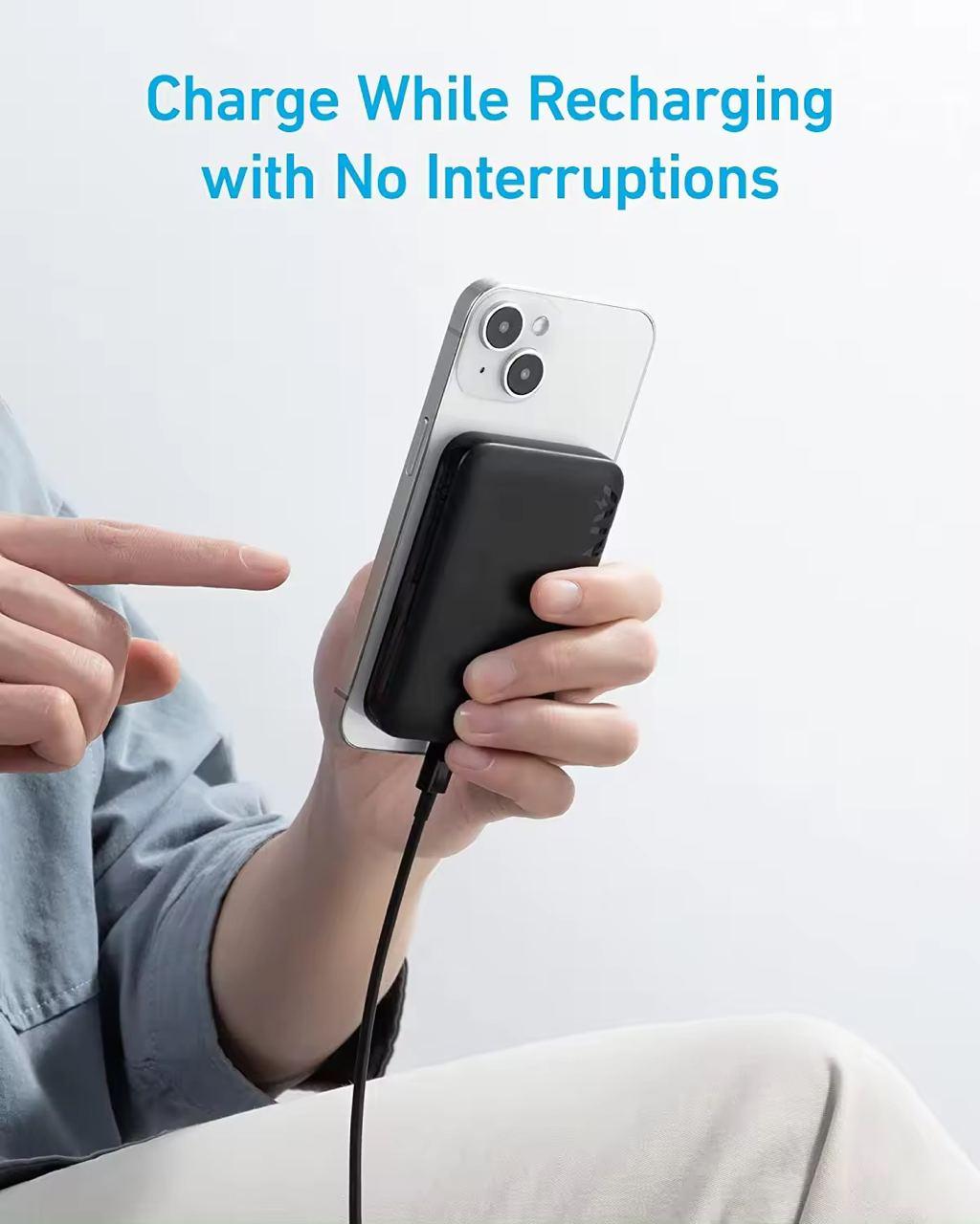 Повербанк магнітний Anker MagGo 321 Magnetic Magsafe 5000 mAh Чорний (26389476) - фото 2