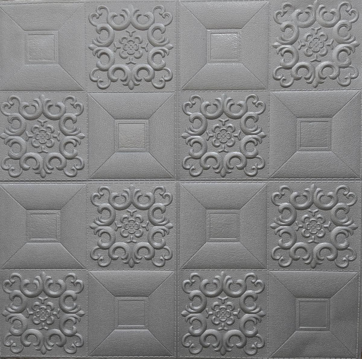 3D-панель самоклеящаяся декоративная настенно-потолочная узор 700x700x5 мм Серебряный (3DPanda-0481)