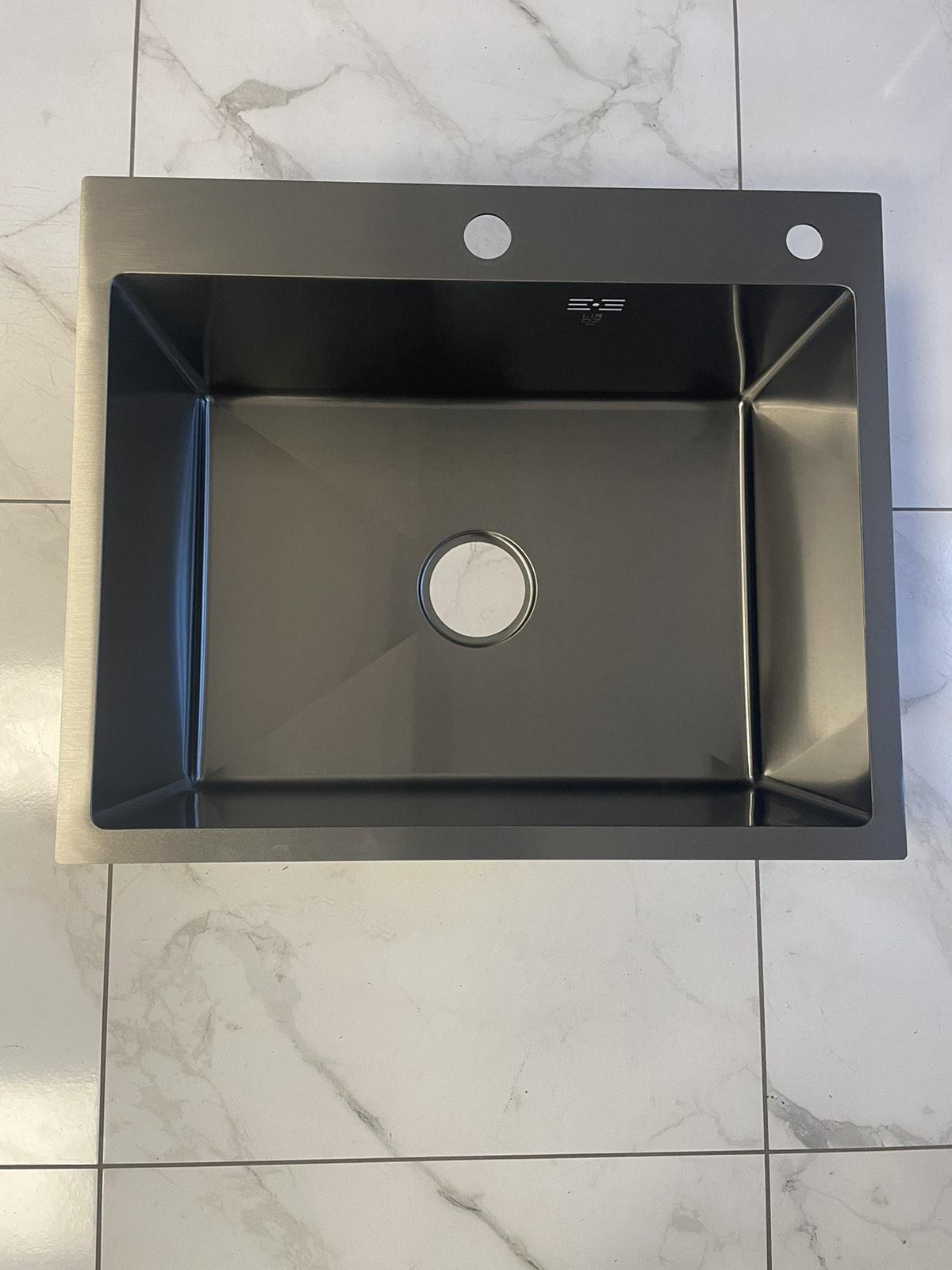 Мойка кухонная Lidz 6050 Черный/смеситель для кухни с выдвижным изливом Kroner PVD03915 - фото 13