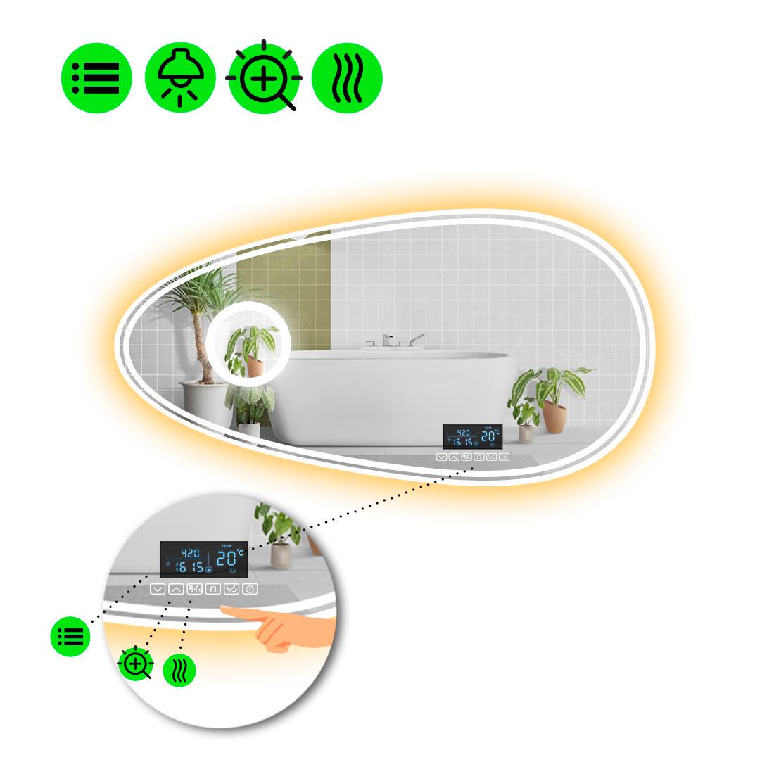 Зеркало с LED подсветкой Occhio 4 с Smart-блоком 80x40 см (8995124)