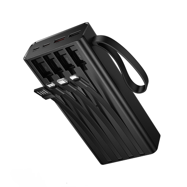 Павербанк Hoco J155 20000 mAh 22,5W 2USB/2Type-C зі швидкою зарядкою 22,5W/PD20W та вбудованими кабелями USB/Micro/Type-C/Lightning Black (J155) - фото 3