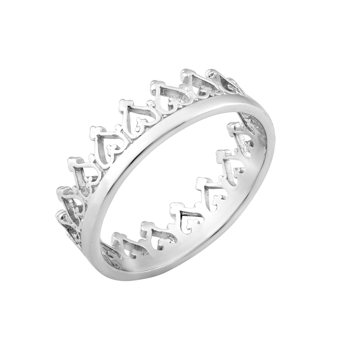 Кольцо серебряное Корона в классическом стиле р. 18