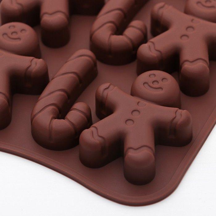 Форма силиконовая Пряничный человечек с палочкой Коричневый (d0b1ffd0) - фото 2 Форма силиконовая Пряничный человечек с палочкой Коричневый (d0b1ffd0) - фото 2