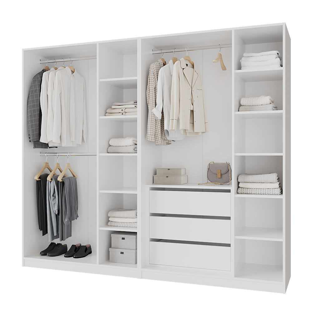 Шафа розпашна з тумбою Меблітренд Чиназес ЧиТ-2400 2400х500х2050 мм Білий (27287255) - фото 3 Шафа розпашна з тумбою Меблітренд Чиназес ЧиТ-2400 2400х500х2050 мм Білий (27287255) - фото 3