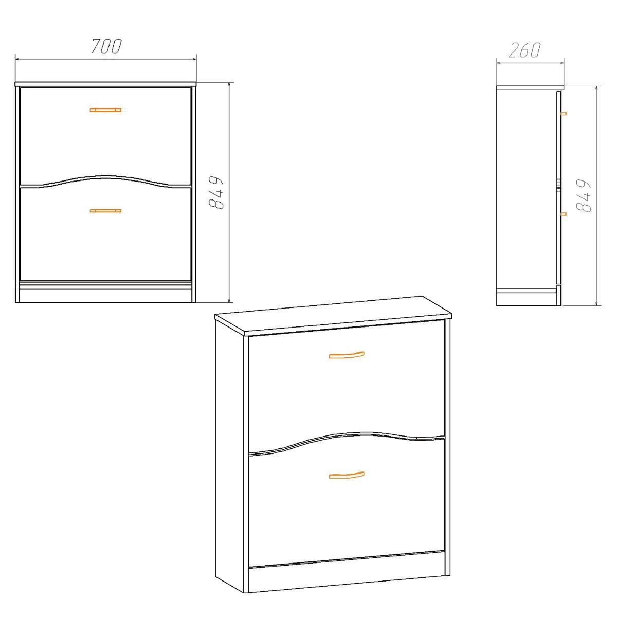 Тумба для взуття Компаніт ТО 2 700х260х849 мм Яблуня - фото 2