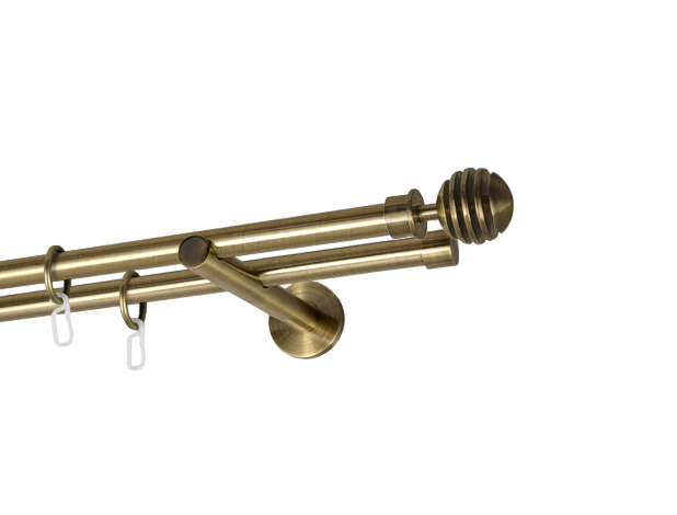 Карниз MStyle Верона металлический двухрядный труба 16/16 мм кронштейн цылиндр 200 см Антик (J010117)