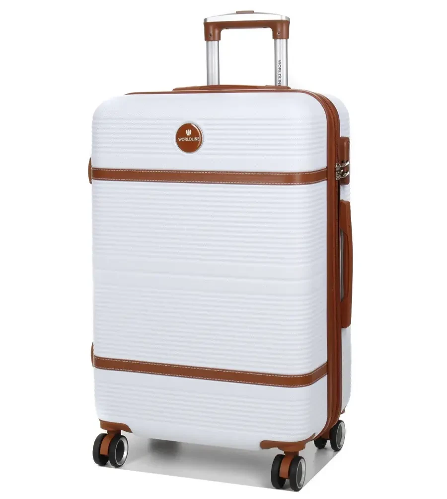Валіза середня Worldline M 66х42х25+5 см 74 л 3,6 кг Білий (629)