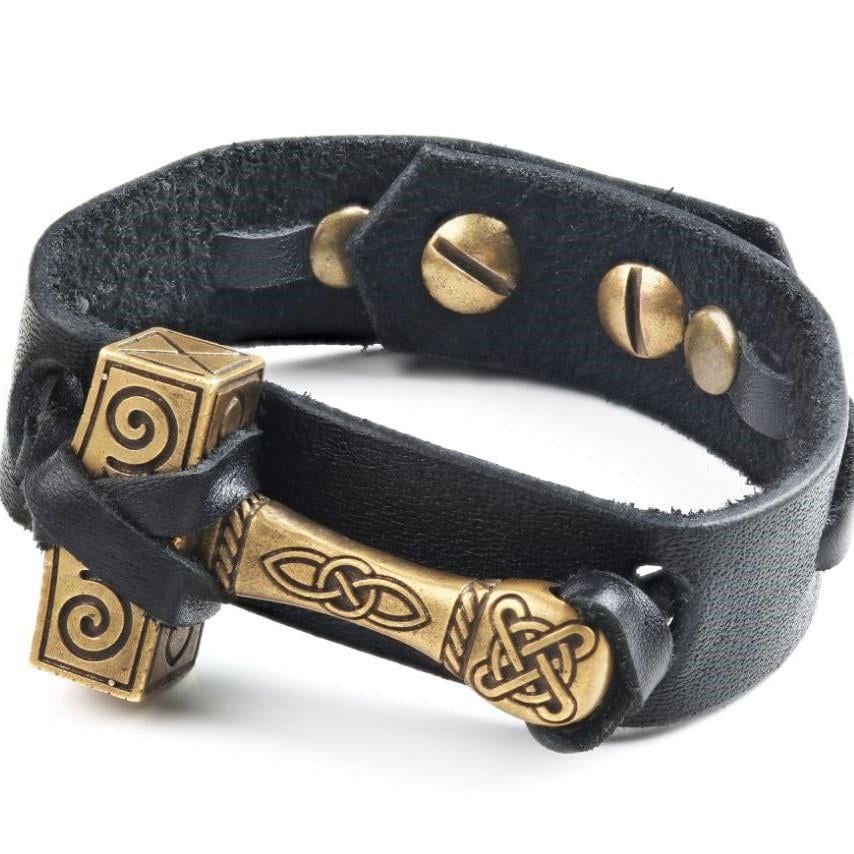 Браслет мужской Gorillas Accessories Молот Тора №1 кожаный ручной работы (GR7)