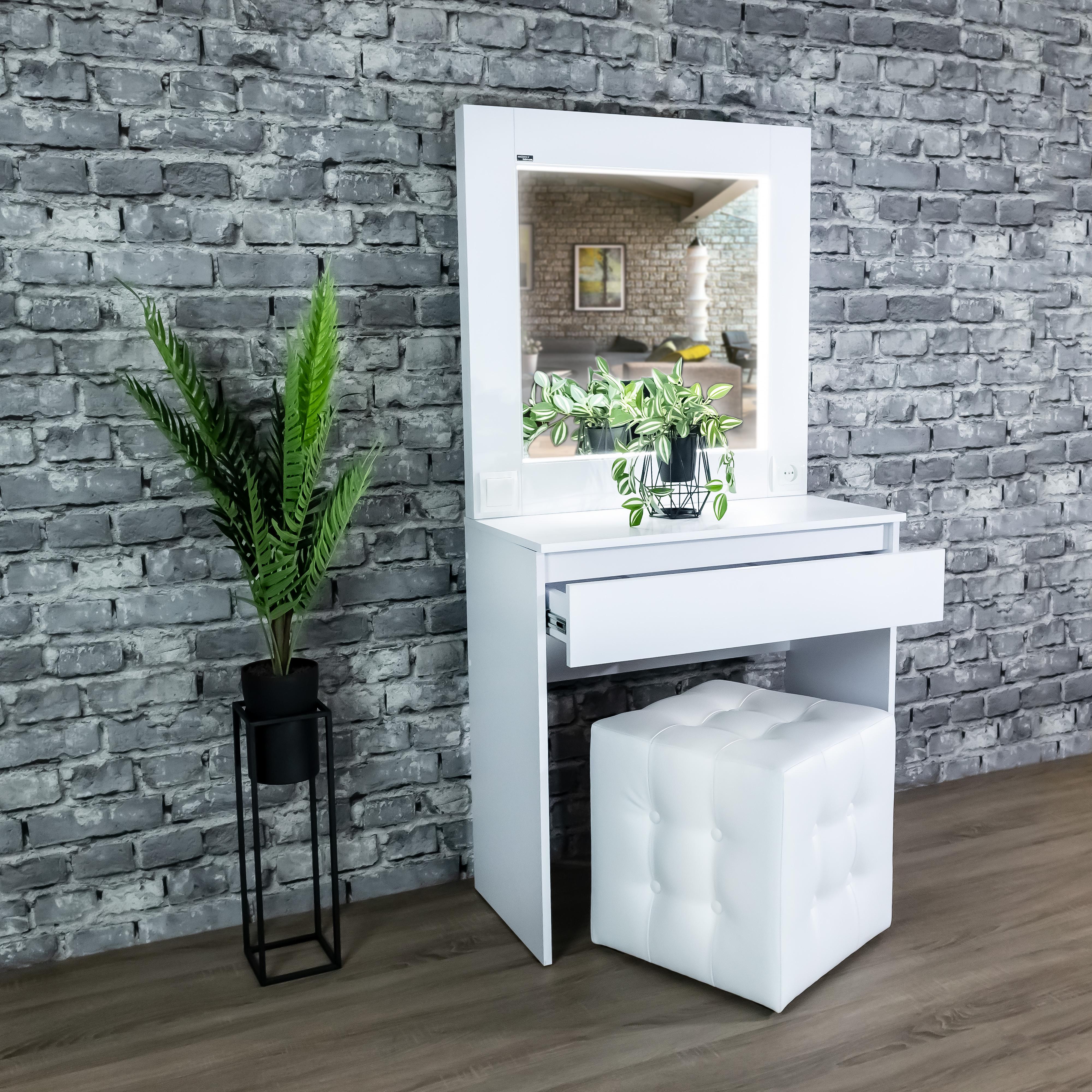 Стіл макіяжний з Led підсвічуванням 160х80х40 см Білий (01/01) - фото 4