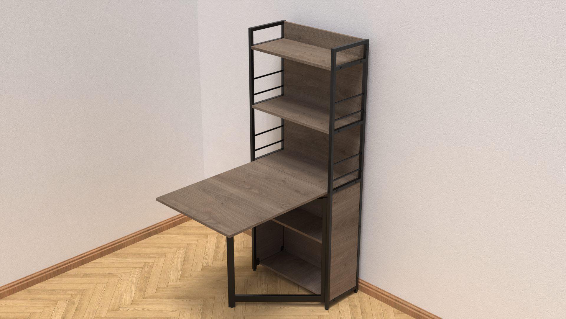 Стол книжка с этажеркой Ferrum-decor Практик 2 металл/ДСП 16 мм 1555x640x990 мм Черный/Дуб Сонома Трюфель (FRD-104629) - фото 2 Стол книжка с этажеркой Ferrum-decor Практик 2 металл/ДСП 16 мм 1555x640x990 мм Черный/Дуб Сонома Трюфель (FRD-104629) - фото 2