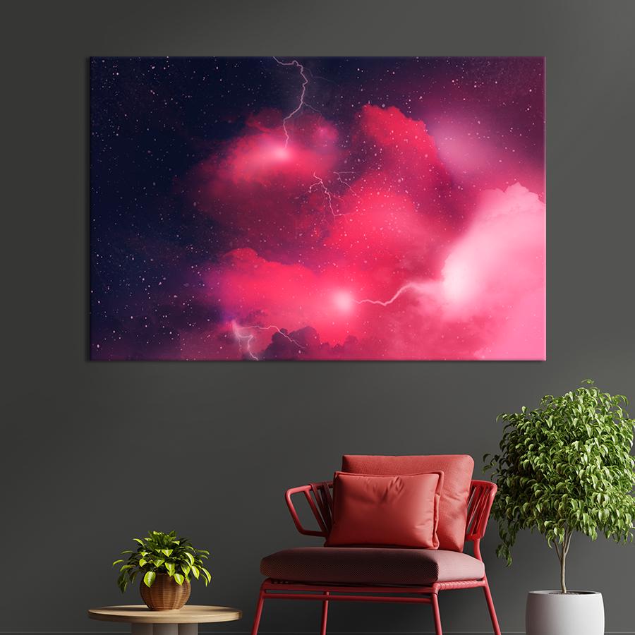 Настенний декор Молнии и розовый туман 80x54 см (2026-1)