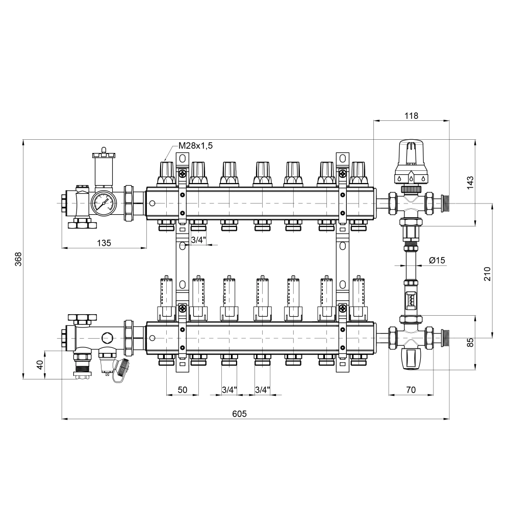 Группа коллекторная Icma К0111 7 выходов 1" (S11466_00005142) - фото 3