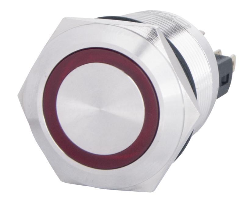 Кнопка TYJ 22-271 металлическая плоская с подсветкой 1NO+1NC 220V Красный (A0140010133) Кнопка TYJ 22-271 металлическая плоская с подсветкой 1NO+1NC 220V Красный (A0140010133)