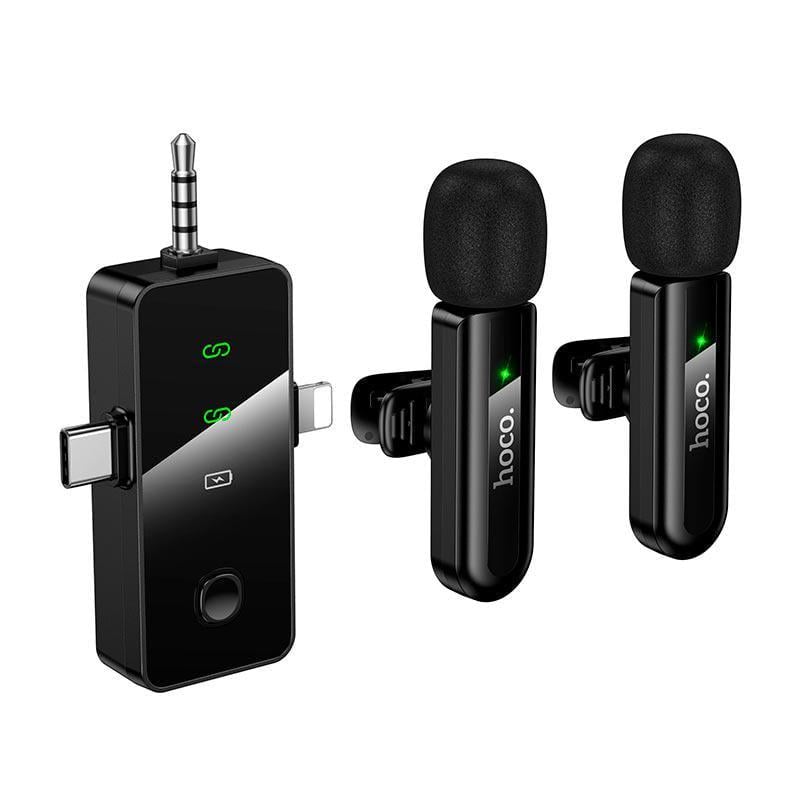 Микрофон беспроводной Hoco L20C 2.4G Type C Lightning цифровое шумоподавление 3,5 мм 2 шт. Черный (17653)