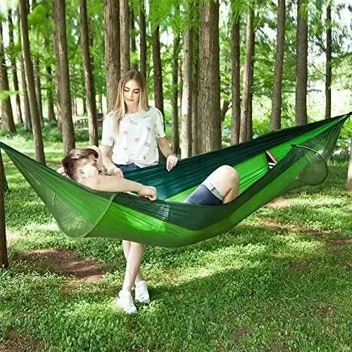 Гамак туристический с москитной сеткой Hammock 270x140 см Зеленый (01489) - фото 4