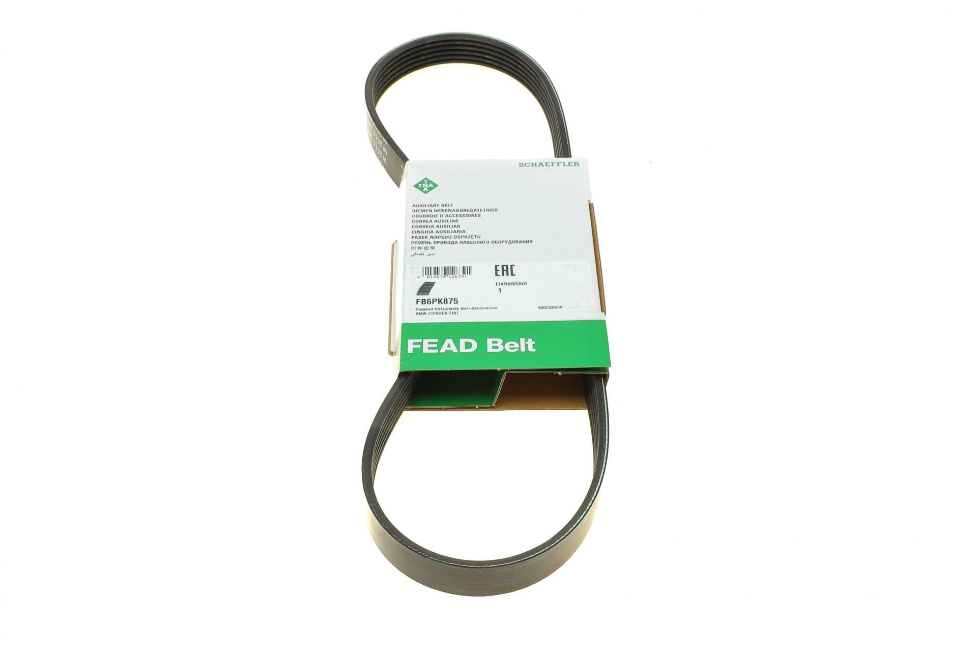 Ремінь генератора INA для Opel Movano 2.5D 98-00/Peugeot Boxer/Citroen Jumper 2.0/2.2HDi 02- (FB 6PK875)