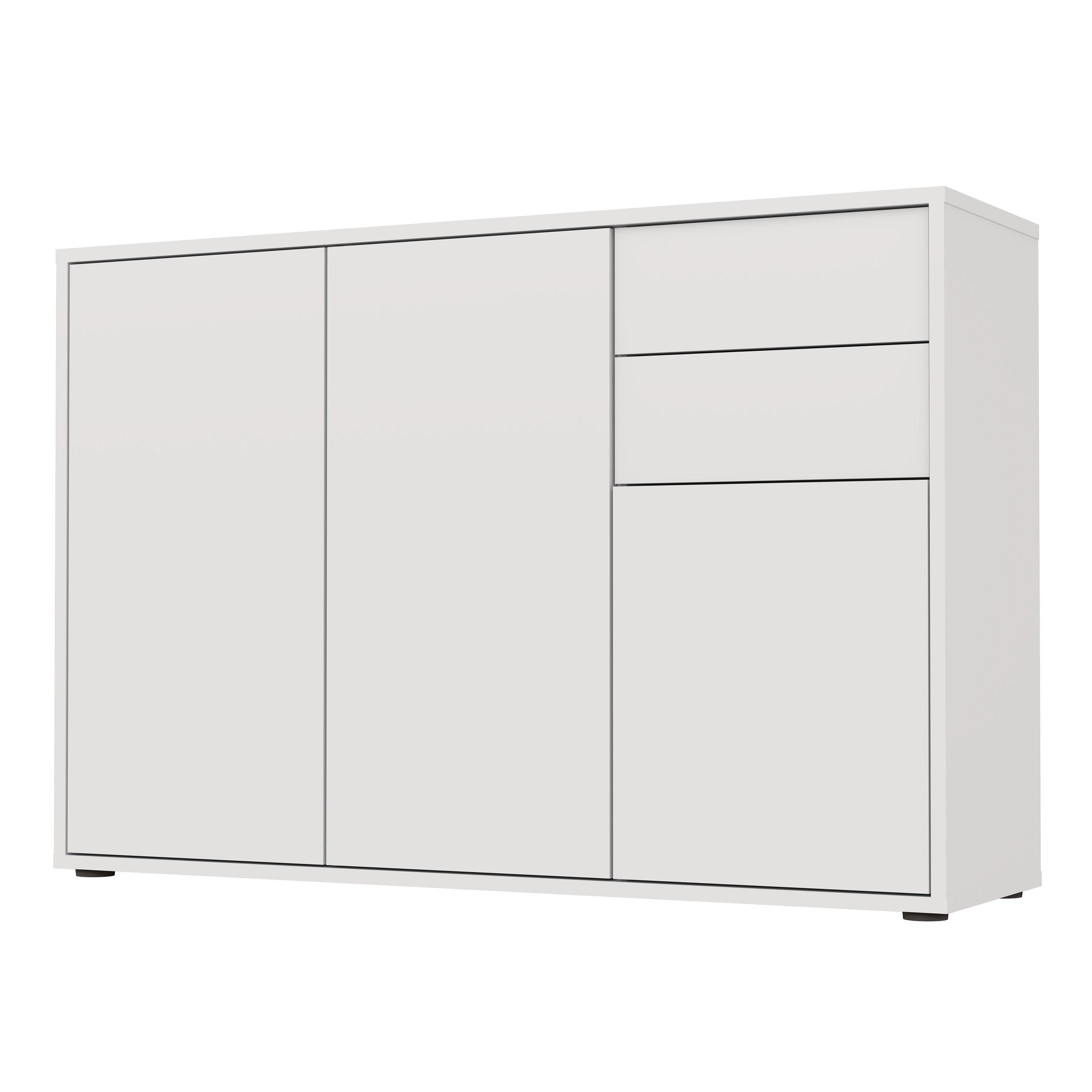 Комод напольный MEBLIBUD NICOLE з 2-ма шухлядами з 3-ма дверми 109,9x36x74 см Белый