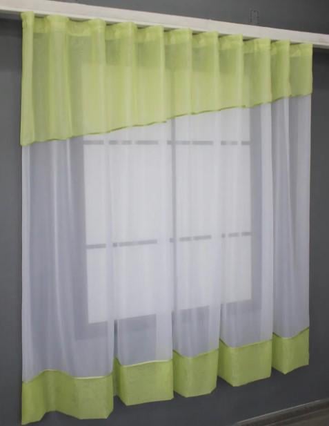 Тюль на кухню шифон 280х170 см Светло-оливковый/Белый (047к) - фото 3 Тюль на кухню шифон 280х170 см Светло-оливковый/Белый (047к) - фото 3