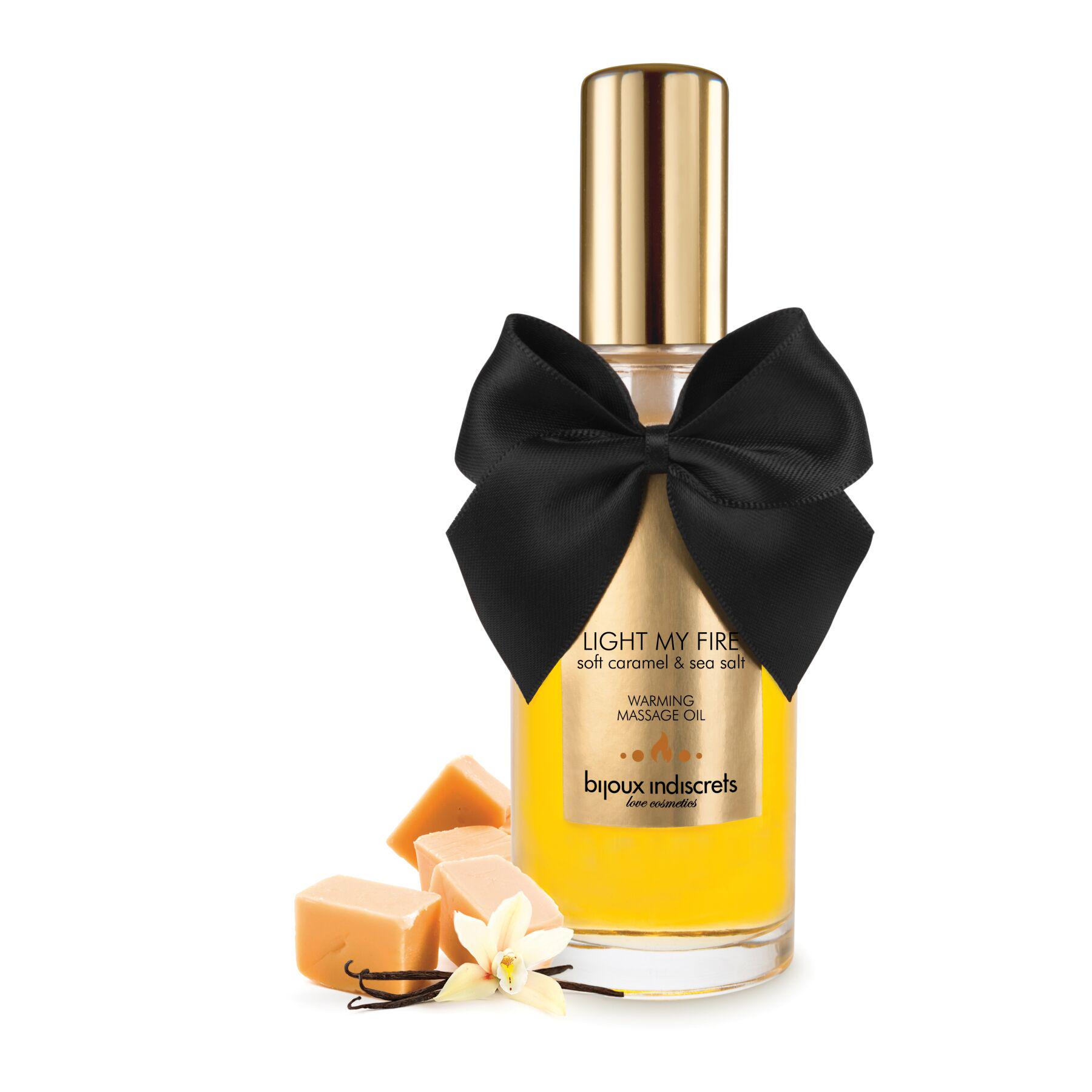 Разогревающее масло Bijoux Indiscrets LIGHT MY FIRE Caramel & Sea salt