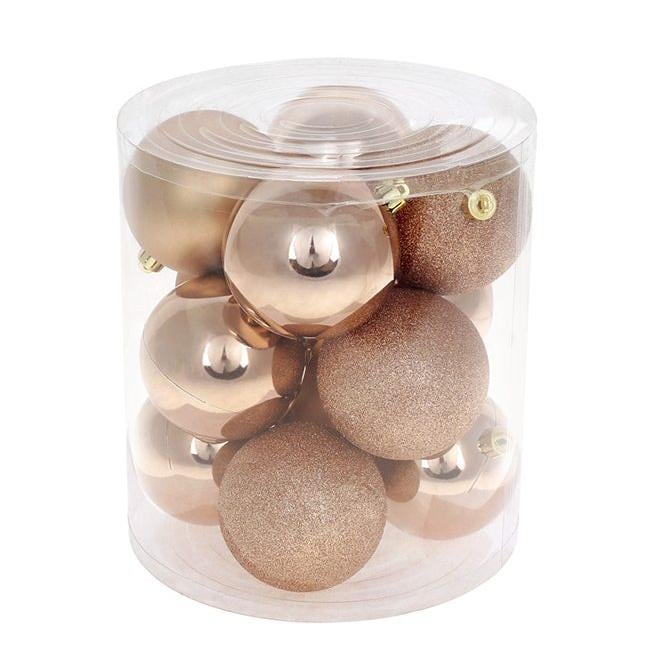 Набор пластиковых новогодних шаров Flora 12 шт. D-8 см (12457)