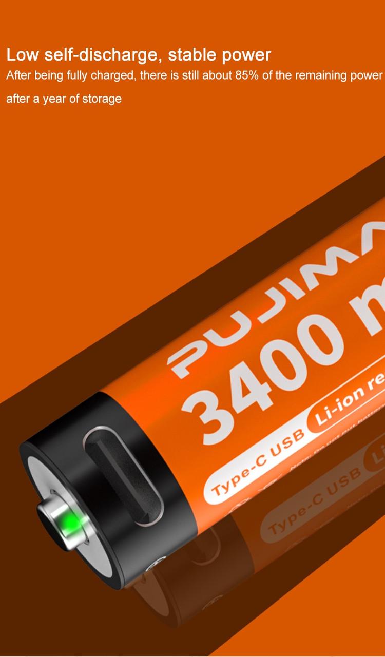 Акумулятор Pujimax USB Type-C AA 3400mwh 1.5v Lithium Ion Li-Ion 2 шт. (51922) - фото 7