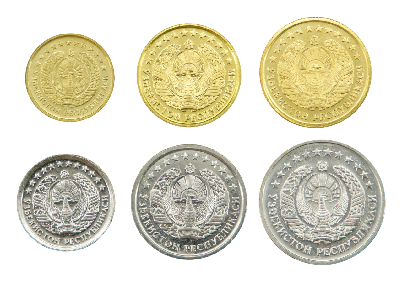 Коллекционные монеты Узбекистан 1994 1/3/5/10/10/20/50 тиин aUNC